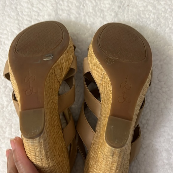 Jessica Simpson Jaime Wedge Sandals Buff Ruby Tumbled Women’s Size 8.5 - Picture 5 of 7